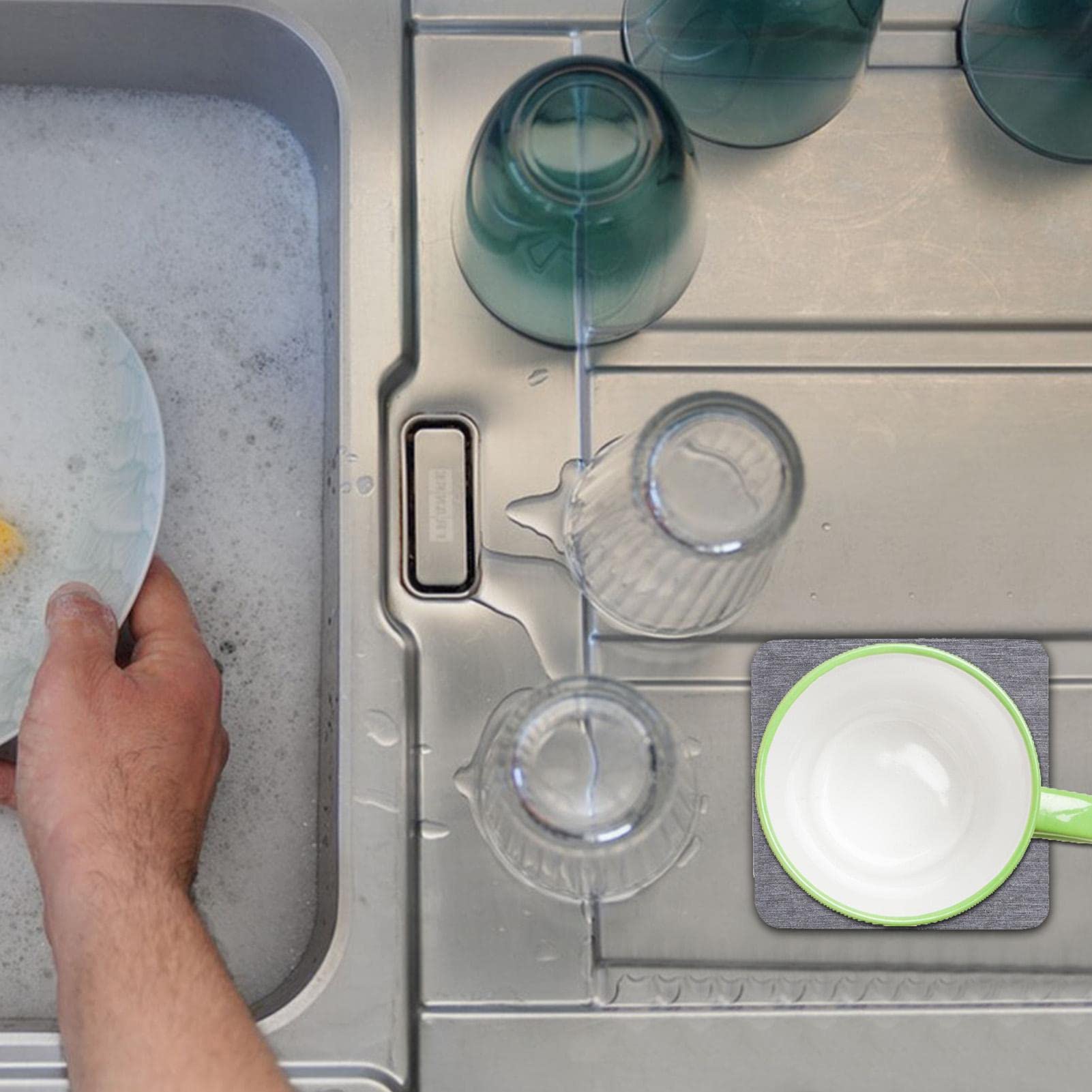 Waterabsorberende Stenen Schaal Voor De Gootsteen, 2 Stuks Antislip Diatomiet Mondwaterbeker Onderzetters Voor Sponzen Borstels Zeep