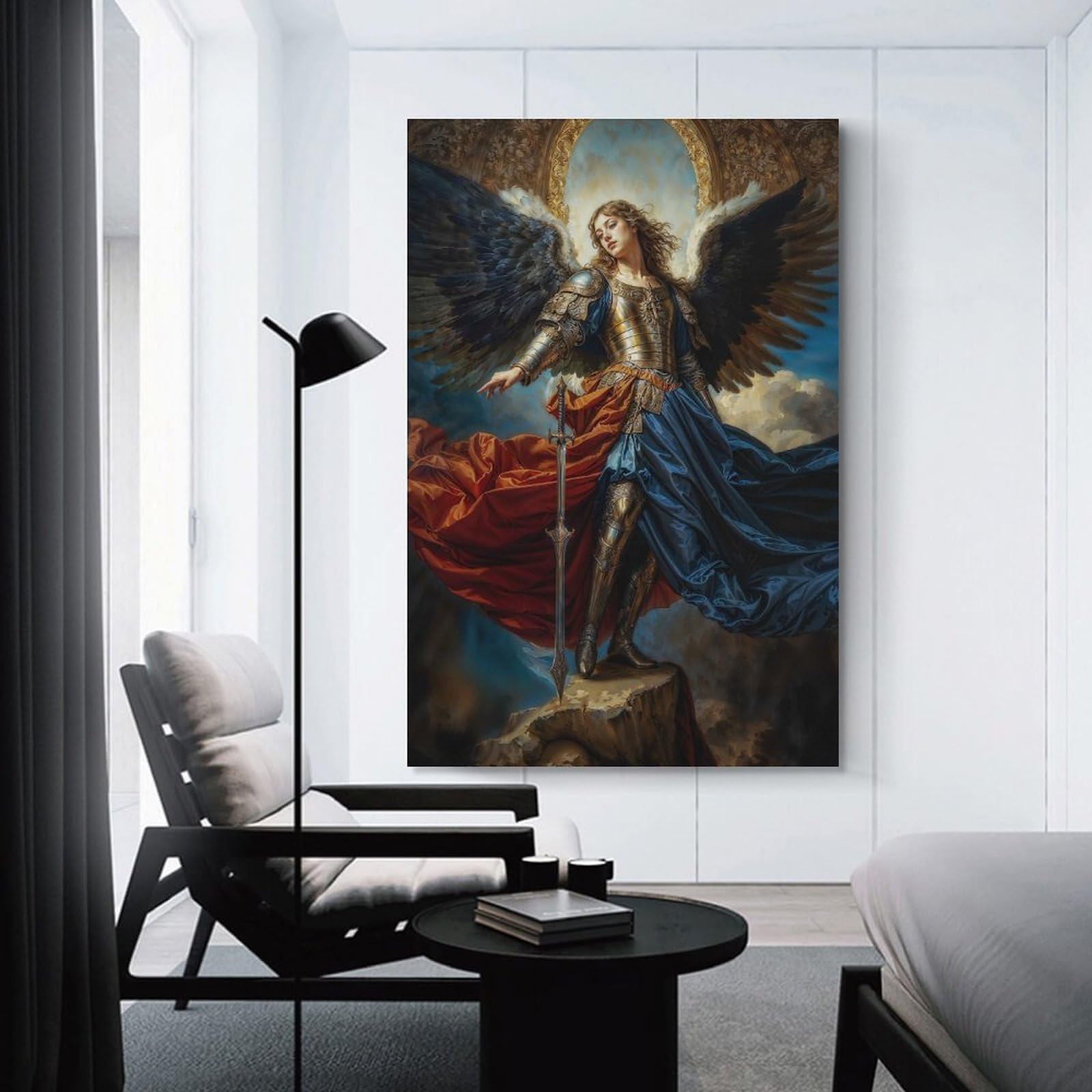 Junmoney Archangel Gabriel Home Decor Wall Art, 08x12inch(20x30cm), for Apartment Walls, Studios Or Work Areas, Decorative Canvas Decor for Home Updates