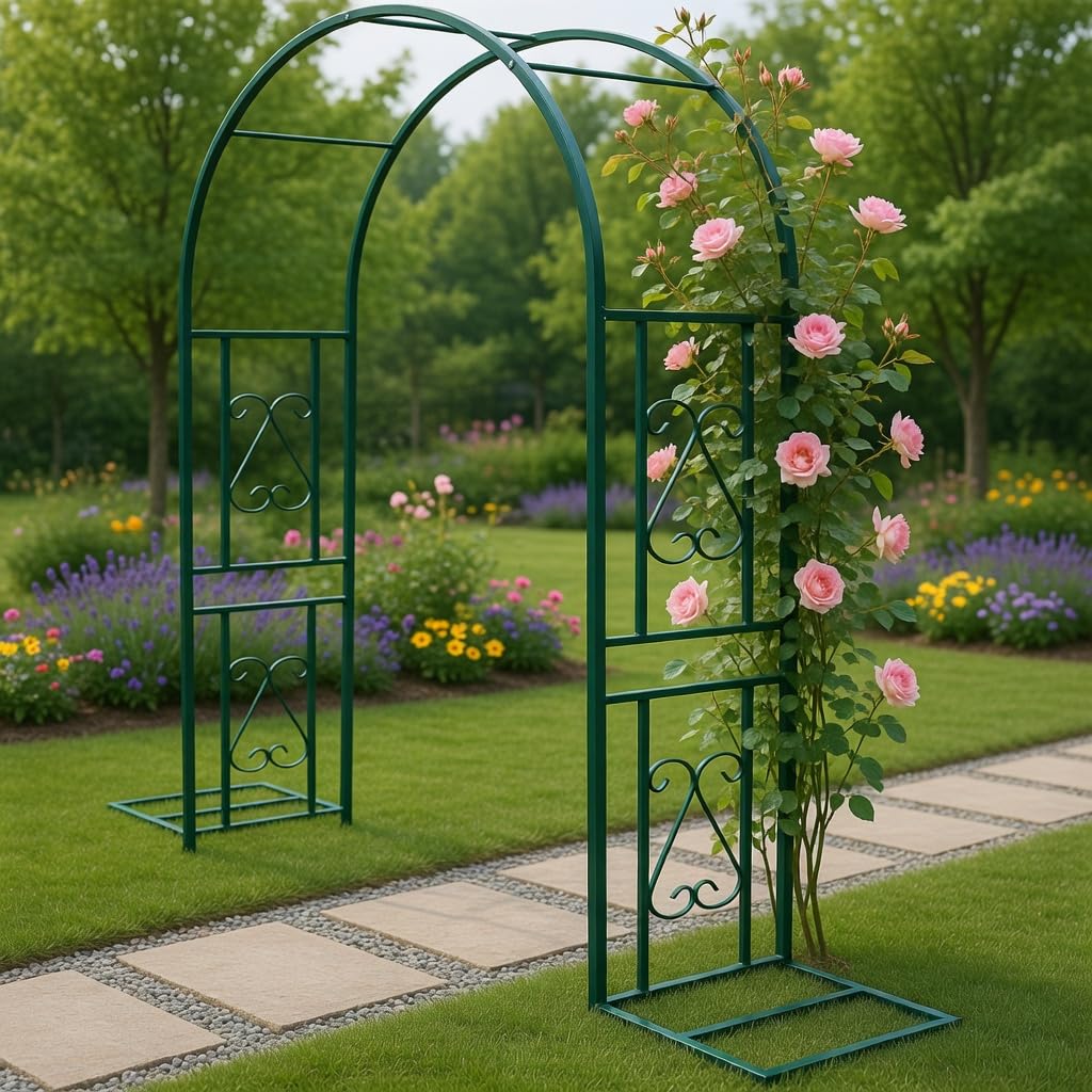 Garden Archă220x40x230cm/Dark GreenăMetal Wedding Arbor Trellis for Climbing Plants Outdoor, Wedding Arch Archway for Ceremony Party Decorations Pergola for Backyard, Lawn, Patio, Yard