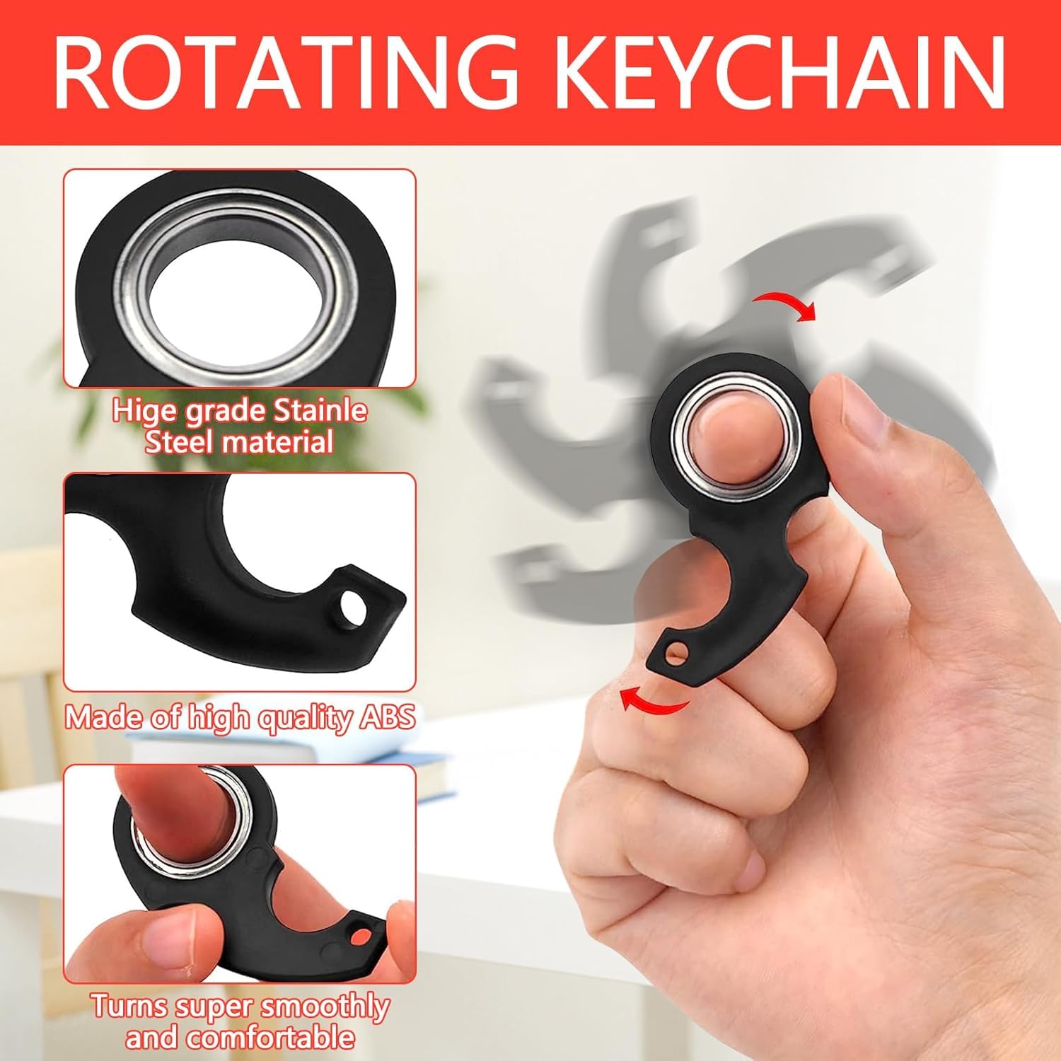 4 Stück Spinning Keychain Fidget Spinner - Leuchtende Schlüsselanhänger