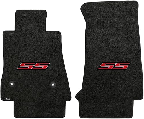Lloyd Mats Red SS Logo Ebony Velourtex Juego de 2 alfombrillas para Chevy Camaro (2016-ahora)