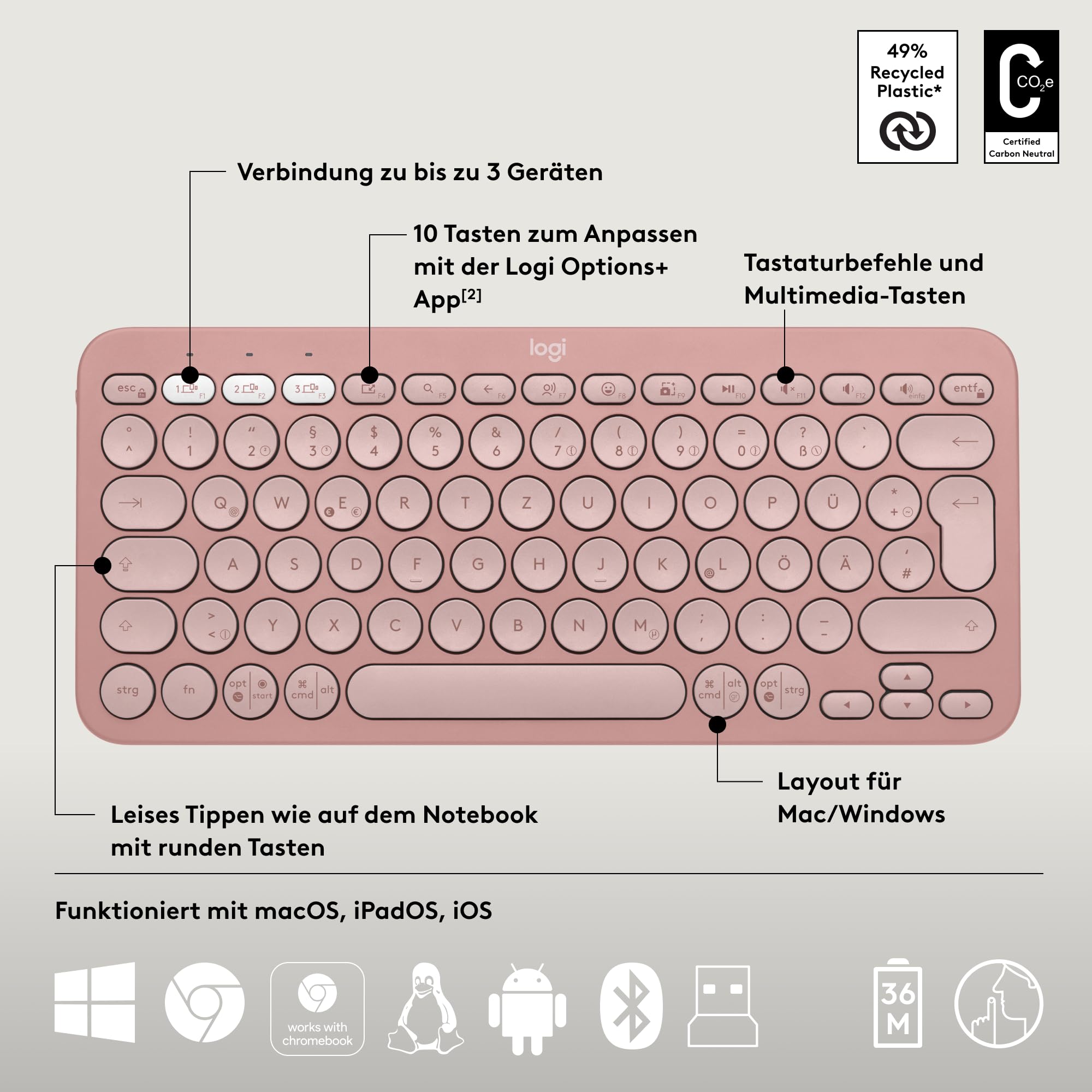 Logitech Pebble 2 Combo DEU QWERTZ