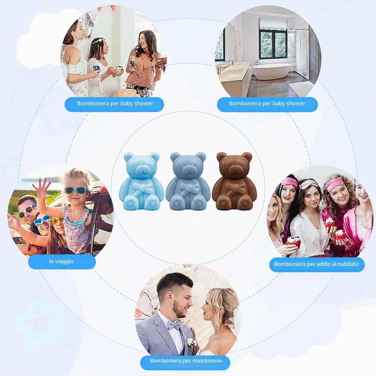 Set di 36 orsetti sapone bomboniere baby shower, sapone profumato fatto a mano con biglietti di ringraziamento e scatole regalo, mini saponi per ragazzi e ragazze, decorazioni e regalini per baby