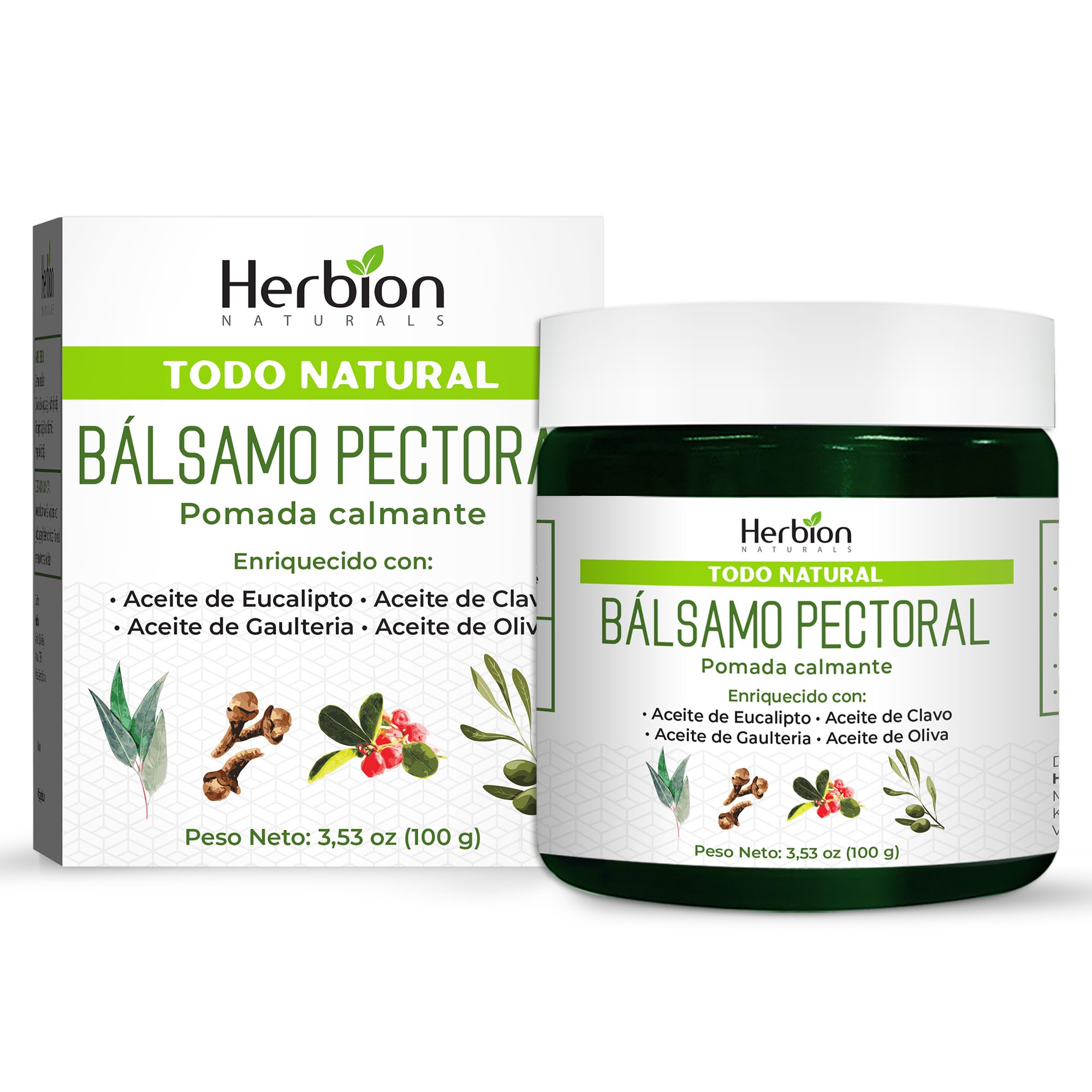 Herbion Naturals Chest Rub, ungüento calmante natural, alivia la congestión del pecho, reduce los dolores musculares, adultos y niños de 2 años y más, 3.53 Oz