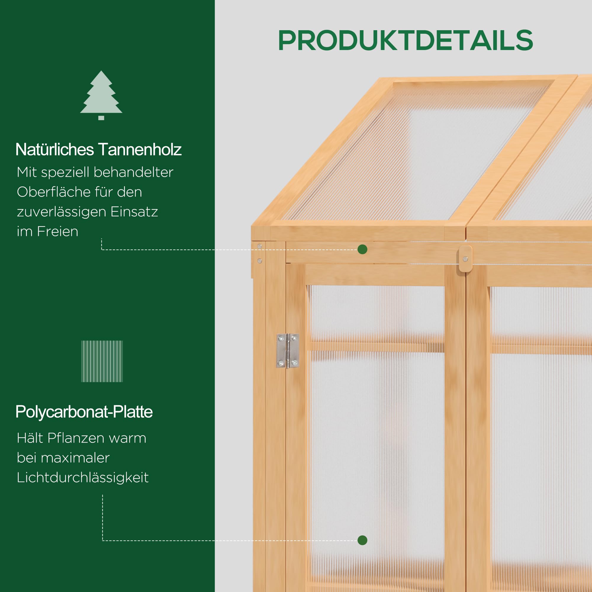 Outsunny Frühbeet aus Holz, Mini Gewächshaus 70 x 50 x 120 cm, Treibhaus mit Abdeckung, Fenster, Doppeltür, lichtdurchlässig Frühbeetkasten mit 3 Regale, Winterfest Hochbeet für Garten, Balkon, Braun