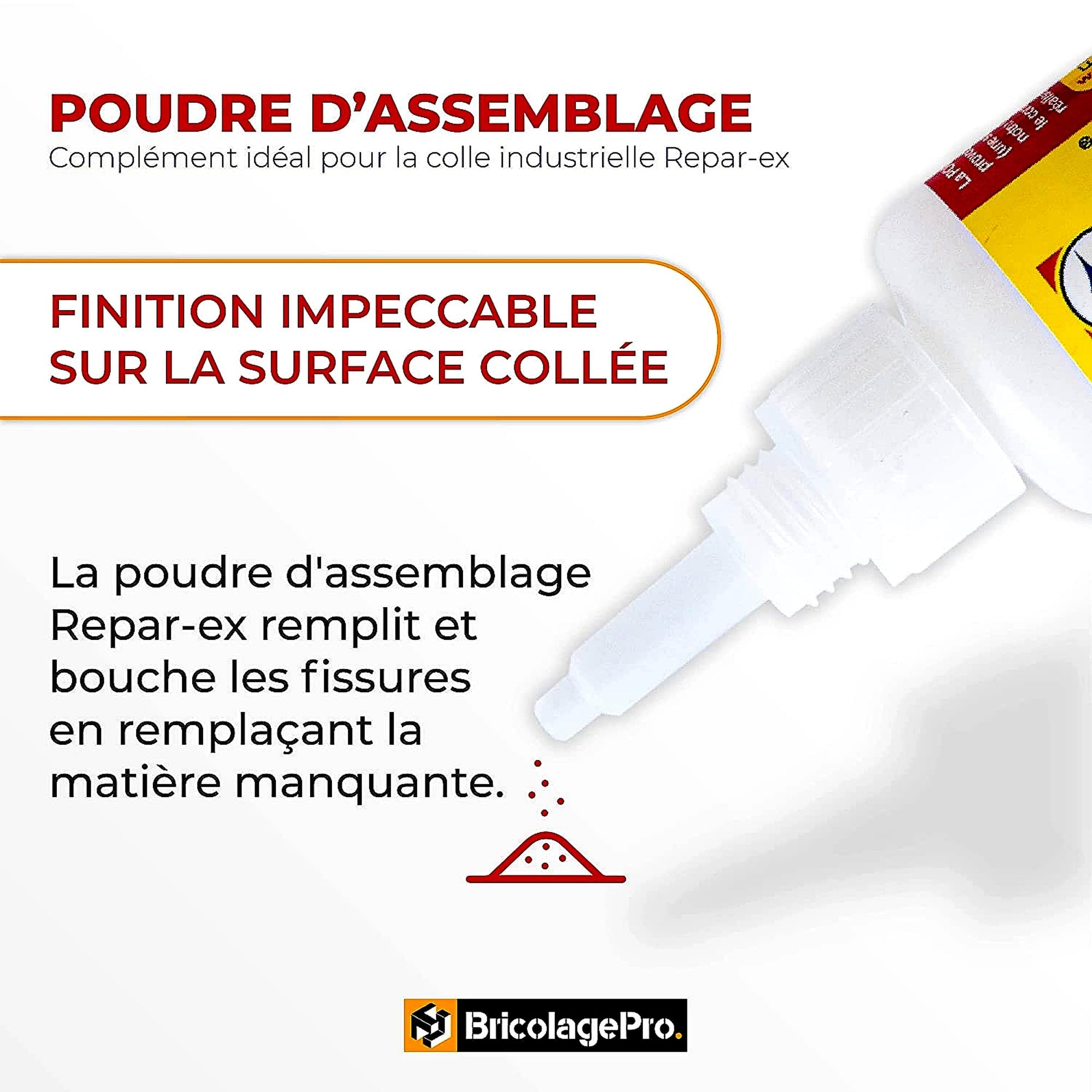 BRICOLAGEPRO - Lot de Colle Professionnelle Repar-ex 20g et de Poudre d'Assemblage 30g - Tous Supports