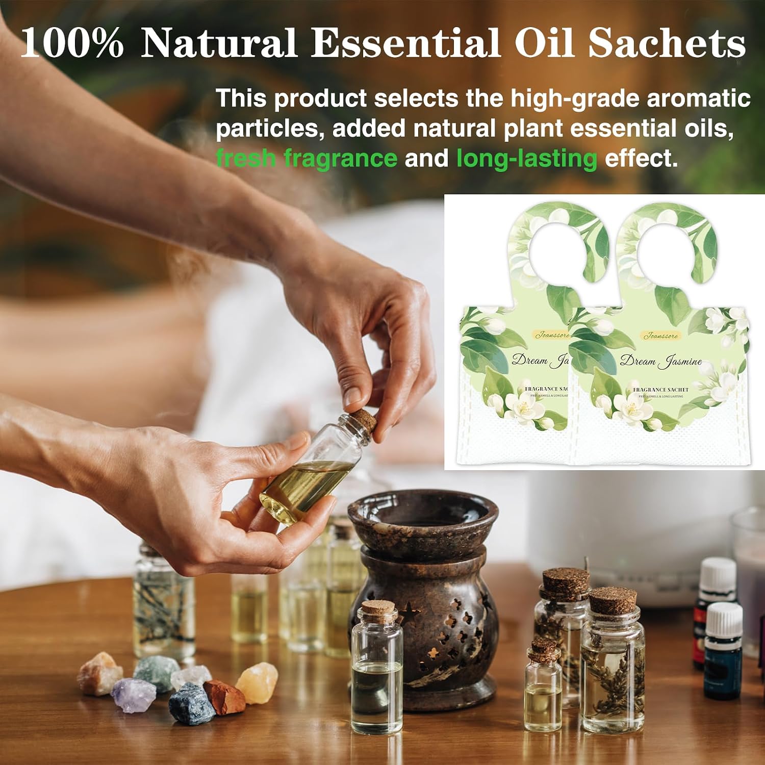 15 Packs Scented Sachets Bag for Drawers and Closets, Home Fragrance Sachet, Long-Lasting Hanging Closet Deodorizer Smell Goods for House (Dream Jasmine)