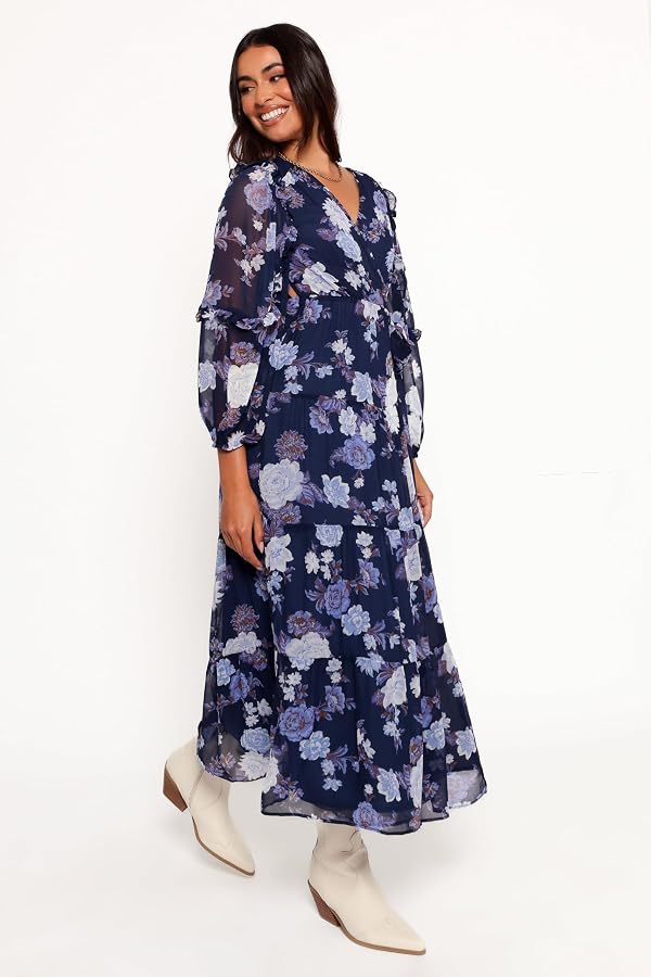Korina Long Sleeve Maxi Dress - Vintage Blues XS by Petal & Pup - Image 4