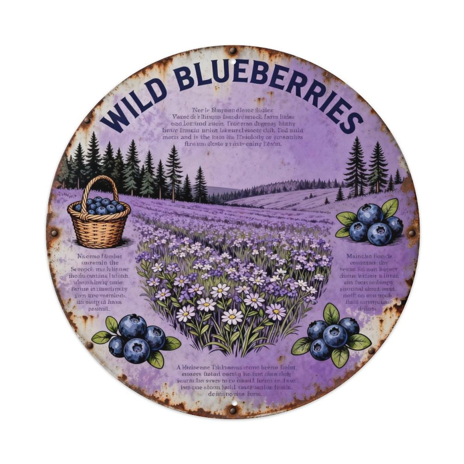 WILD BLUEBERRIES Metal Tin Sign Plaque