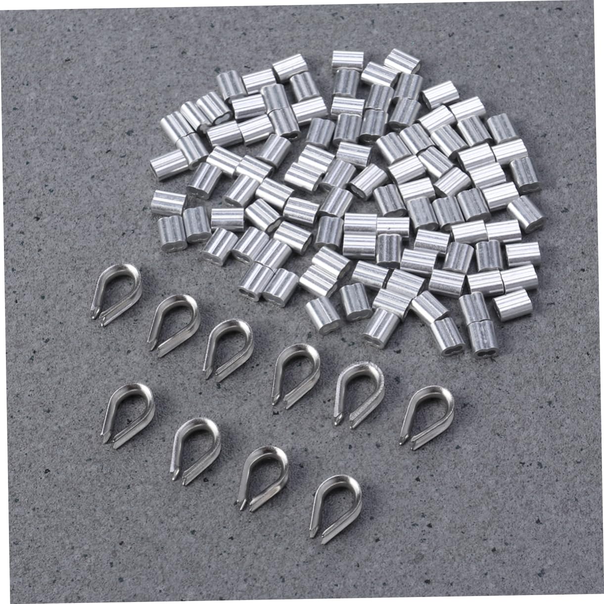 VILLFUL 50pcs 8 Cable Crimps Wire Fitting Cable Clip Wire Sleeves Cable Collar Silver