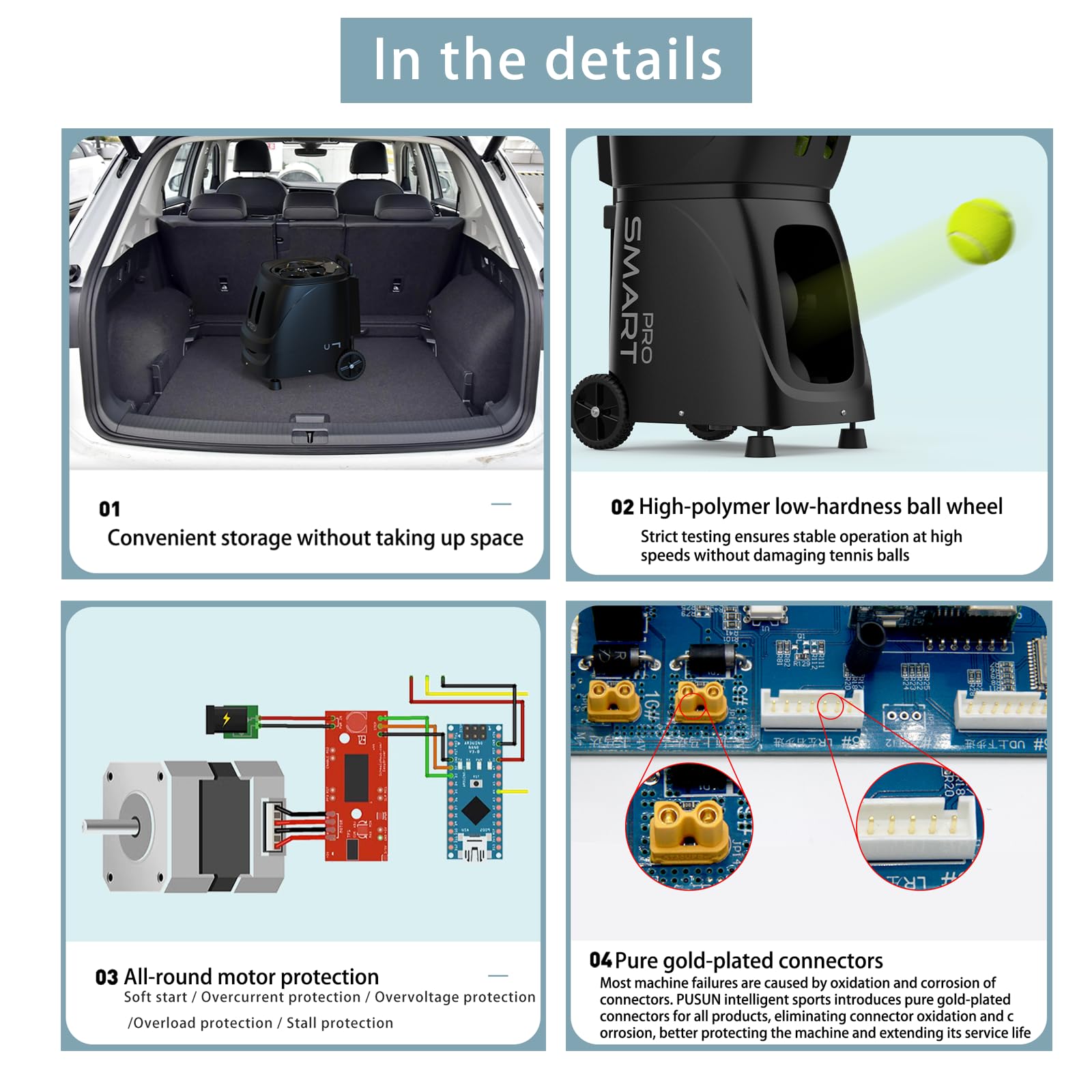 Macchina Lanciapalle PT-Smart PRO per Tennis e Padel – Oscillazione Interna, Controllo Via App e Telecomando, 100+ Palline, 20–120 km/h, 1.8–8 s/Palla, Batteria 5–8H, per Tutti i Livelli
