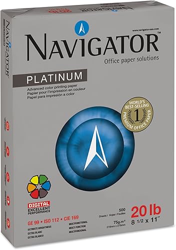 Navigator Npl1120 Platinum Paper 99 Brillo 20Lb 8-12 X 11 Blanco 5000Cartón