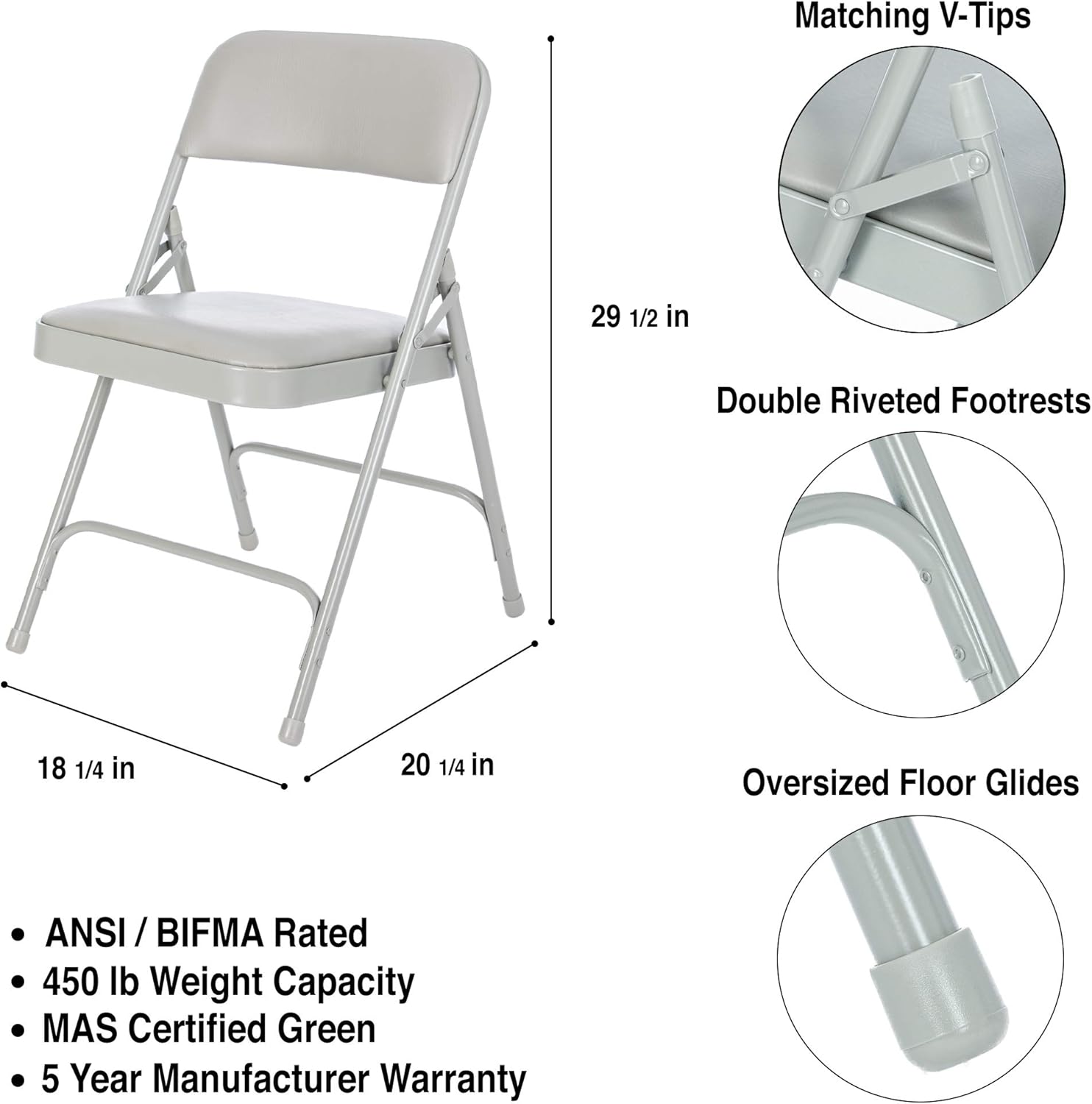 OEF Furnishings (4 Pack) Premium Vinyl Padded Folding Chair, Grey : Home & Kitchen