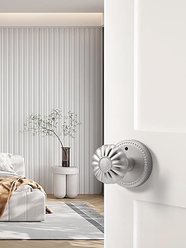 Miniatura 8 de SORWDUERM Perillas de puerta de níquel cepillado para privacidad interior, pomo de puerta plateado con cerradura, pomos de puerta de níquel satinado