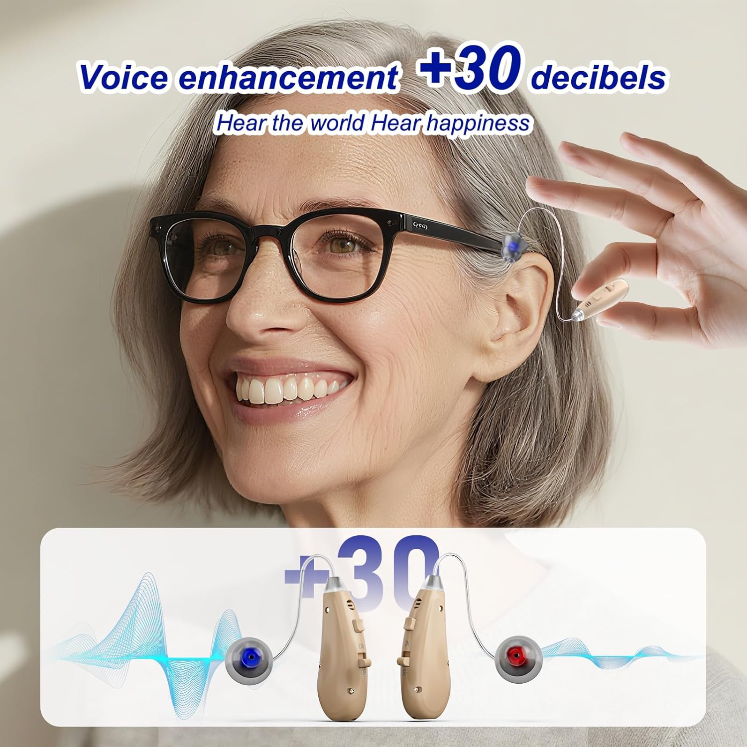 Hearing Aids for Seniors, HILGREK Rechargeable Hearing Aids for People with Hearing Loss, Hearing Amplifiers Devices with Noise Reduction, Easy to Operate, Clear Sound