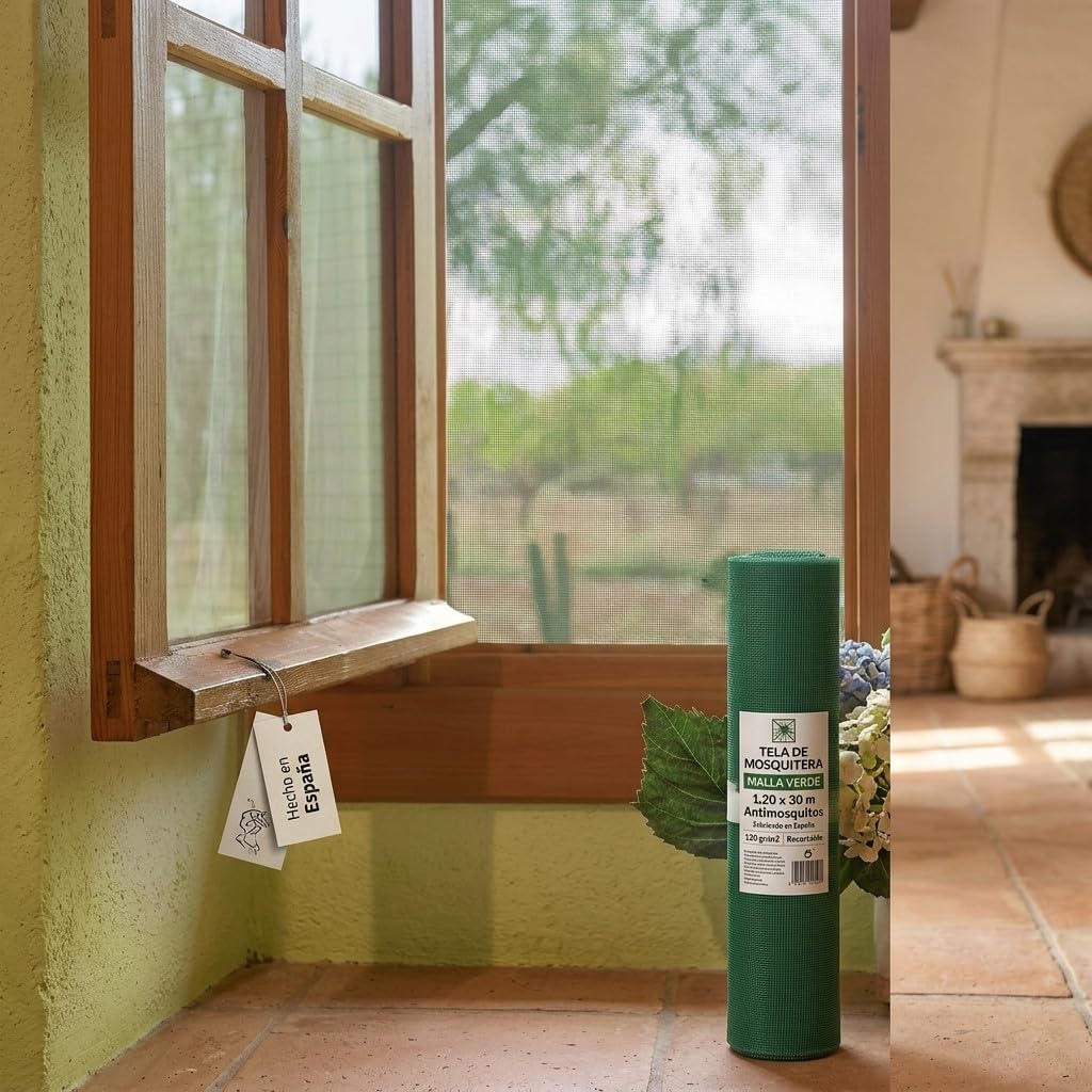 Suinga - Moustiquaire en gaze vert 0,8 x 30 m pour porte et fenêtre, Tissu en fibre de verre 120 gr/m2, Protection anti-insectes