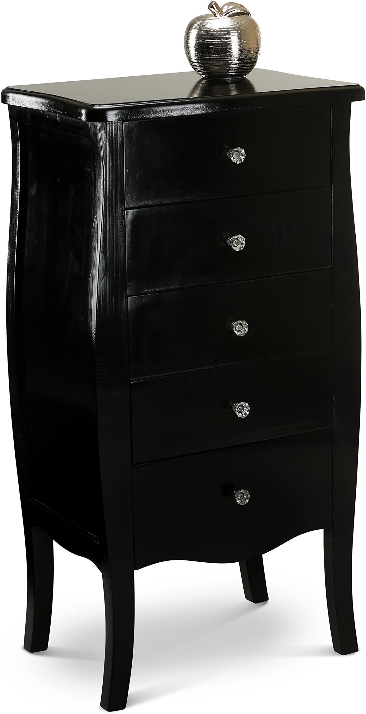 Abreo Black Bedside Table Shabby Chic Console Side Table French Bedroom Tallboy Drawer Chest Unit