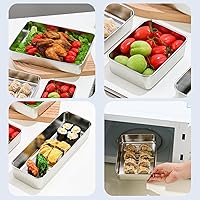 Vista 7 de Recipiente de tocino para refrigerador, 1000ML/2000ML/800ML/400ML Crisper Box 304 Recipientes herméticos de almacenamiento de carne con tapas