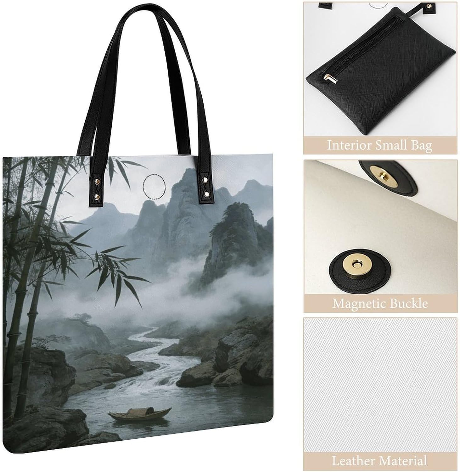 PU Leather Tote Bag for Women Fashion Large Capacity Shoulder Bags image 5