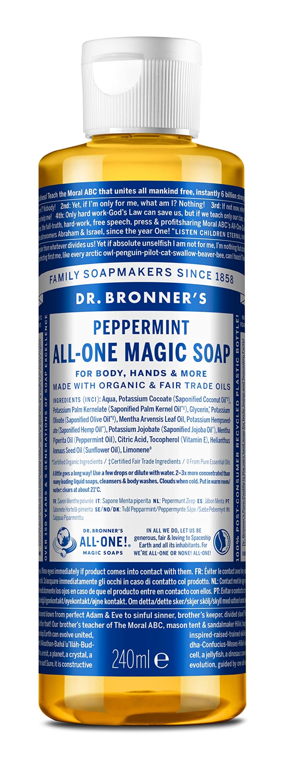 Dr. Bronners Peppermint Castile Soap, 8 FZ