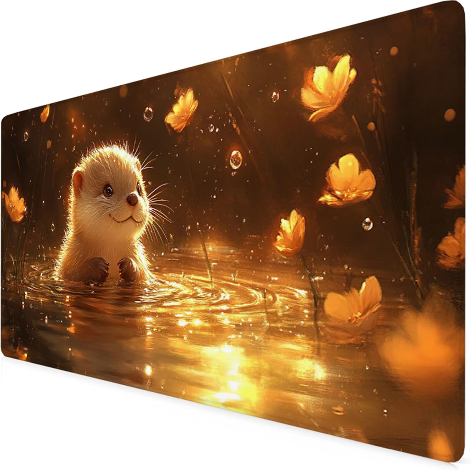 Pomarańczowa podkładka pod mysz do gier XXL 1200 x 600 mm podkładka pod mysz pod biurko wodoodporna podkładka pod mysz zwierzę z antypoślizgową gumową podstawą szyte krawędzie mata pod mysz do biura i