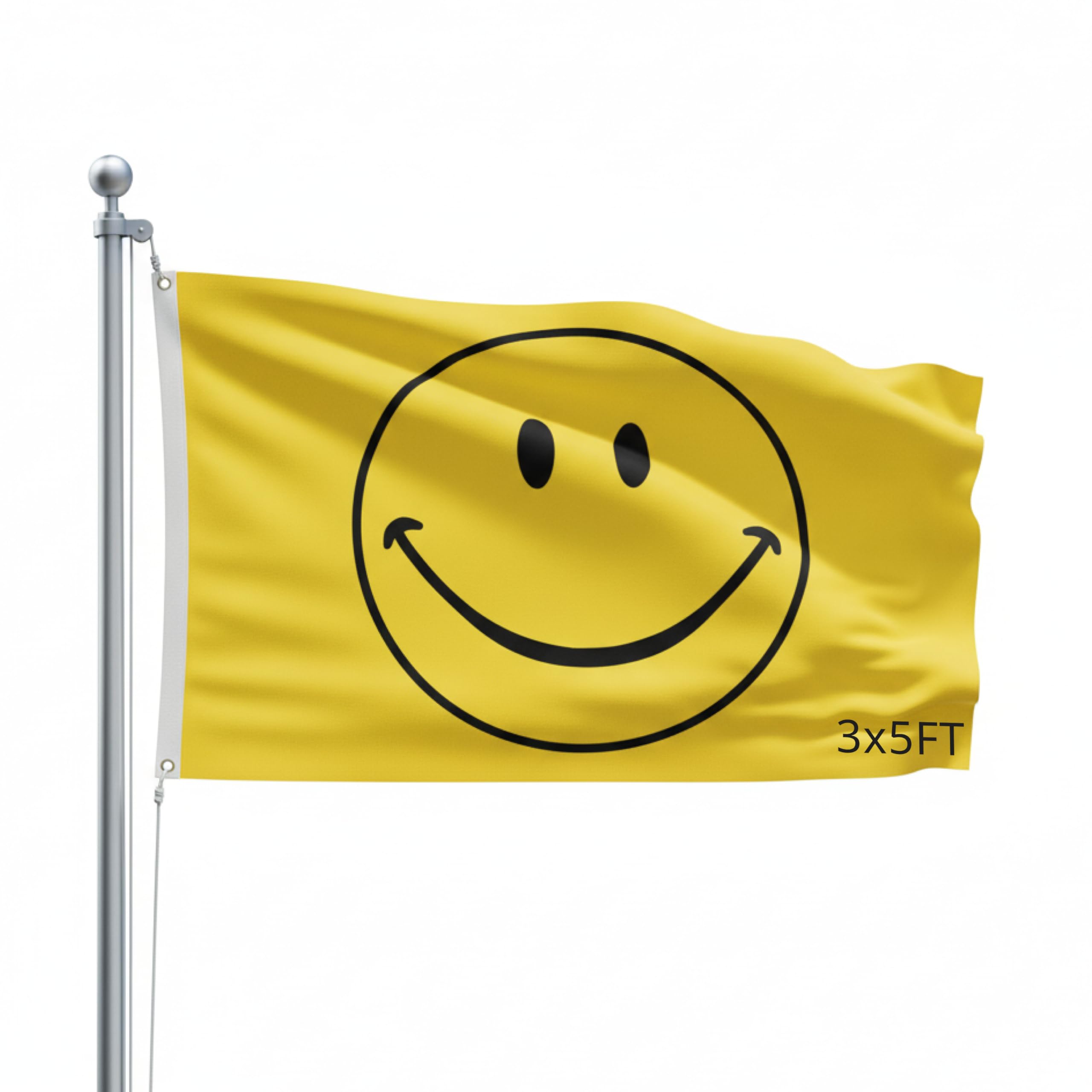 SSK® Smiley Face Outdoor Flag - Large 3' x 5', Weather-Resistant Polyester