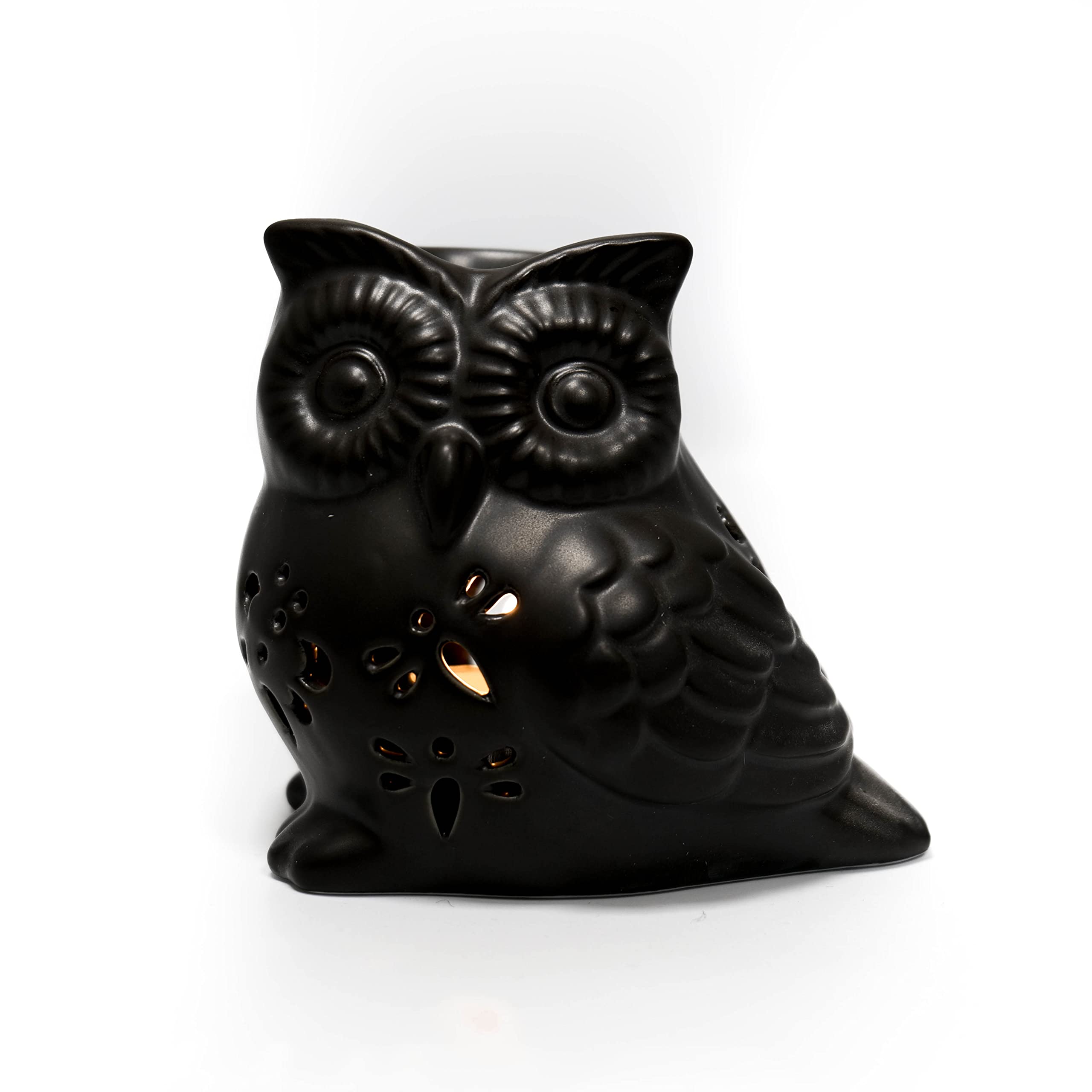 Jja Black Wax Burner, Owl Ceramic Wax Melt Burner, Oil Diffuser, Wax Melts, Room Décor, Essential Oils, Home Decor, Aromatherapy Diffuser, Air Fresheners, (Black) - N1823b