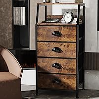 Vista 10 de Cómoda con 4 cajones, torre de almacenamiento de tela para dormitorio, cajones de almacenamiento de ropa blanca, organizador vertical de armario