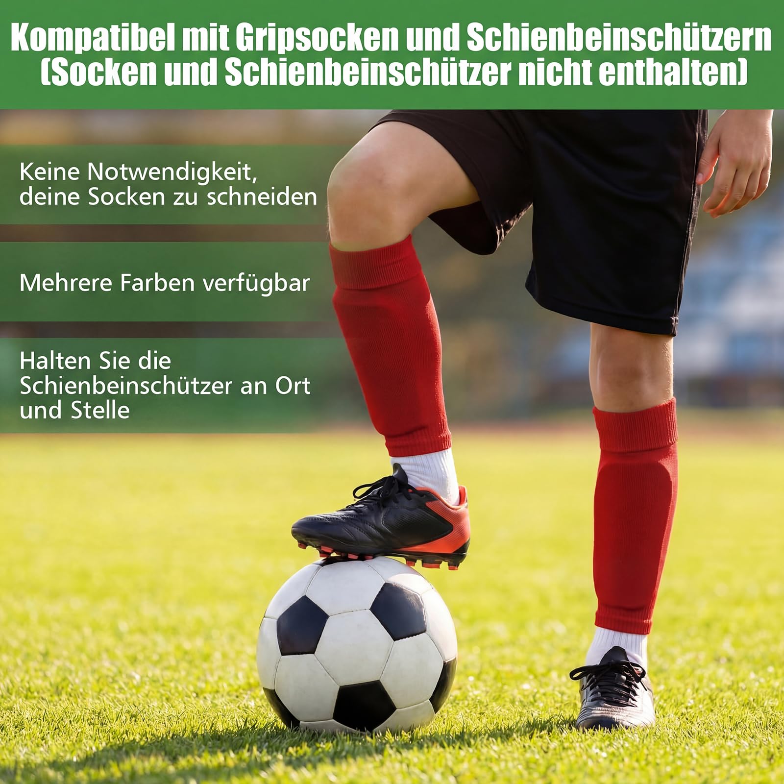 Calzettoni da calcio per bambini, 3 paia, elastici, senza calze e tubes, calzini sportivi, traspiranti, per bambini e ragazzi, ideali per calcio, basket, ciclismo, corsa