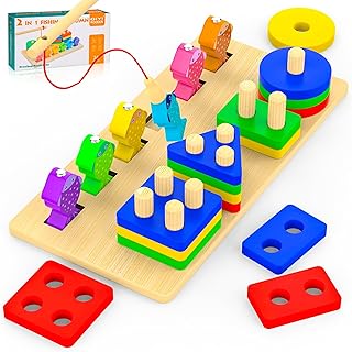 Acacing Montessori Toys for 1 2 3 4 Year Old | Stacking Toys for Toddlers 1-3 | Wooden Toys for 1+ Year Old | Sorting Toys for Toddlers | Christmas for 1 2 3 Year Old Girls&Boys