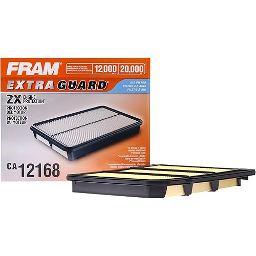 FRAM Extra Guard CA12168 Replacement Engine Air Filter for Select 2017-2022 Nissan Titan (5.6L) Models, Provides Up to 12 Months or 12,000 Miles Filter Protection
