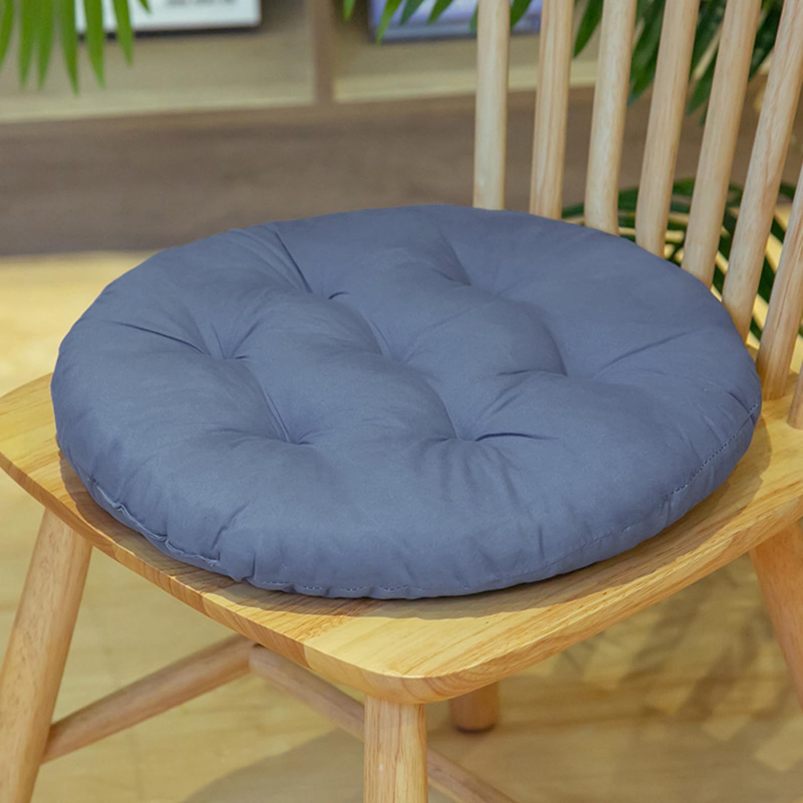 4 cojines lavables para silla, 40 x 40 cm, redondos, para interior y exterior, acolchado grueso, cojín de suelo (Azul)