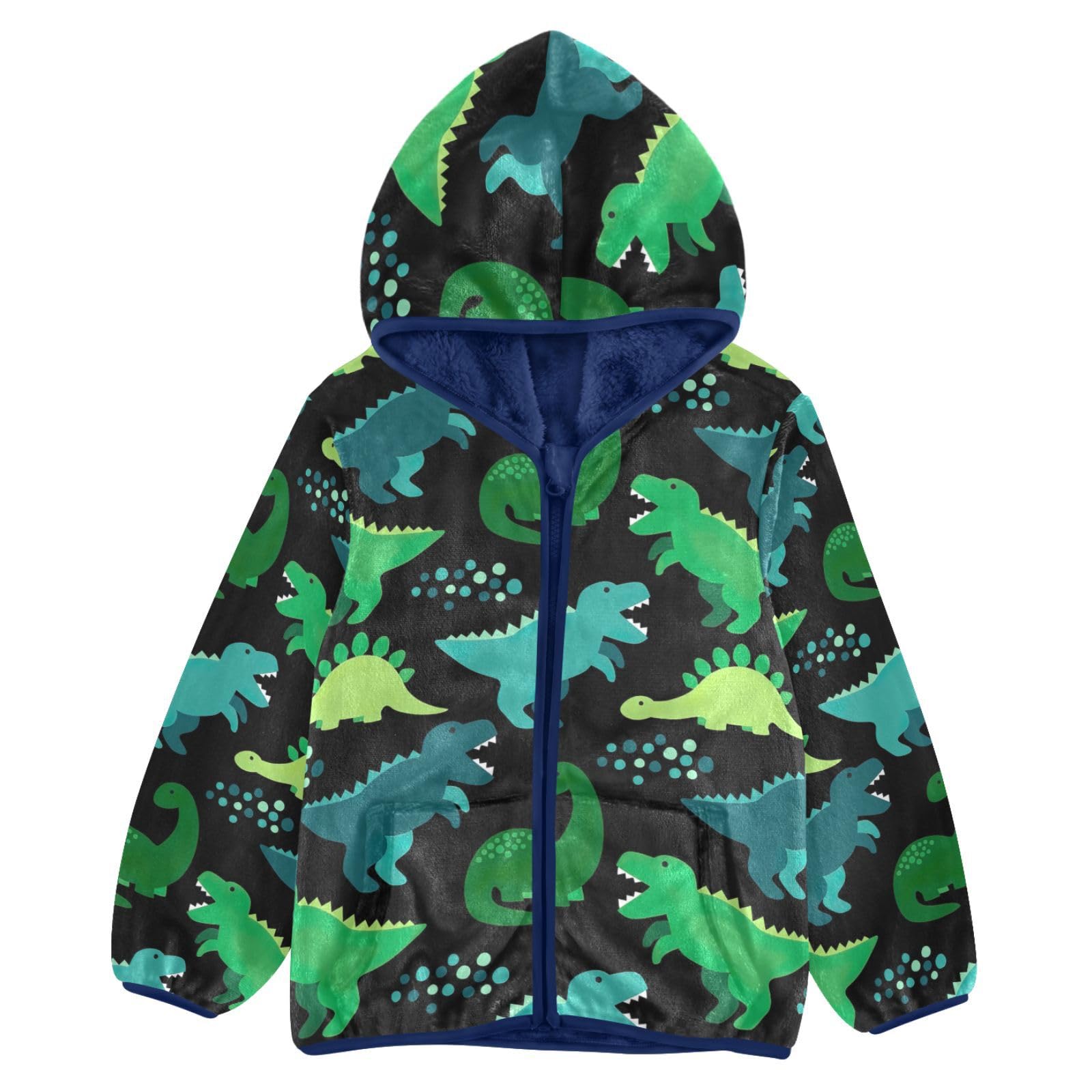 Boys' Fleece Outerwear Jacket Baby Boys Autumn Winter Long Sleeve Full-Zip Warm Cute Childish Pattern Dinosaurs Hoodie