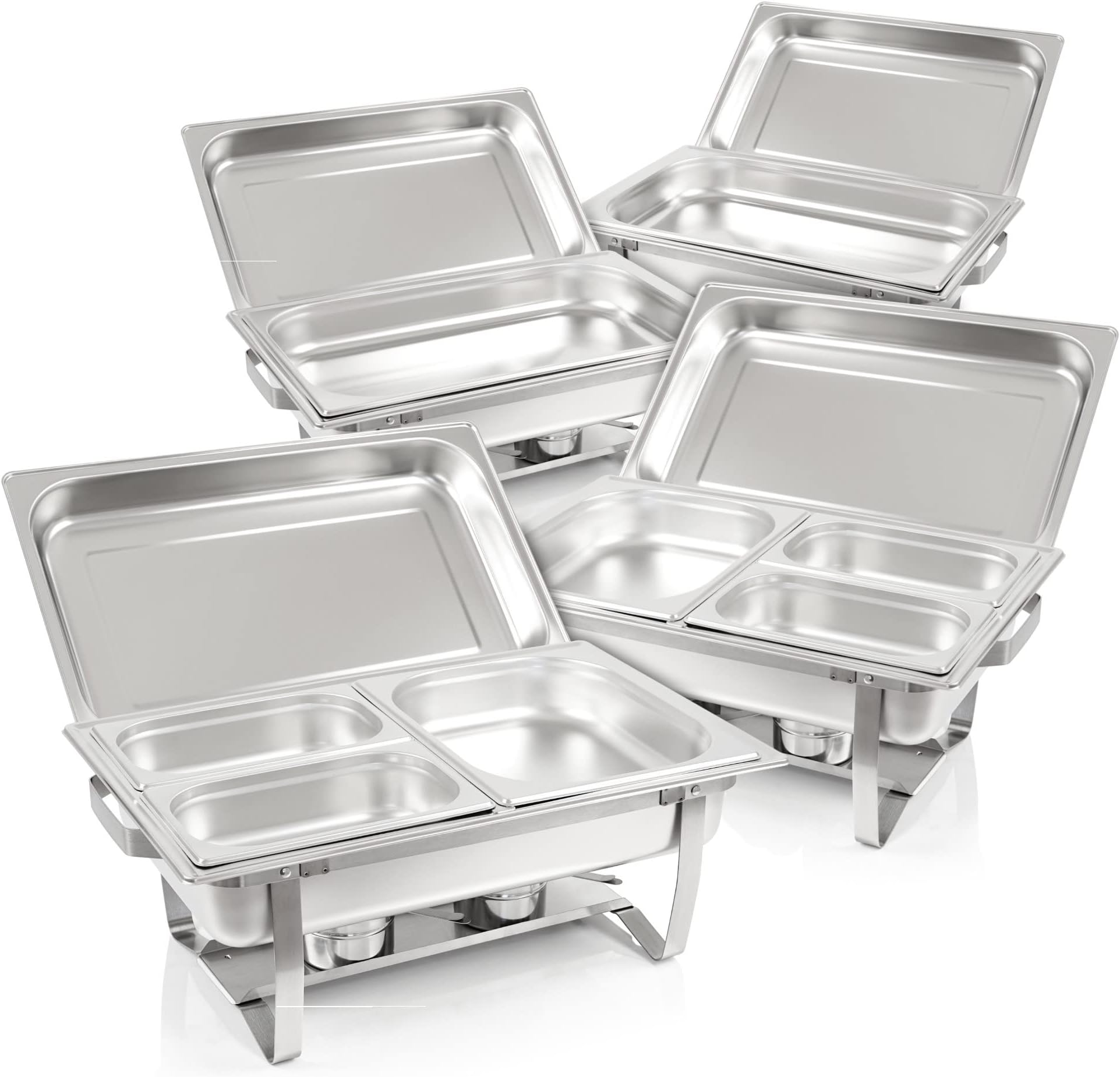 Mahlzeit Chafing Dish Profi Set Grenoble, 4 x Stainless Steel Hot Keeping Containers, 30 Pieces Food Warmer, Heat Container, Rechaud, Chafing Dishes, Food Warmer