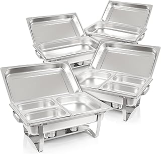 Mahlzeit Chafing Dish Profi Set Grenoble | 4x Edelstahl Warmhaltebehälter Essen, 30-tlg Speisewärmer | Buffet Wärmer, Wärmebehälter, Rechaud, Speisenwärmer für Catering, Buffet und Party