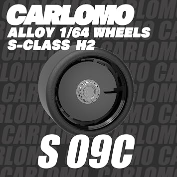Carlomo 1/64 Scale S-Class Alloy Wheels Rubber Tires with Axles Detail Up Kits (4pcs/1 Kit) Modified Parts for 1:64 Diecast Model Cars (S09-C)