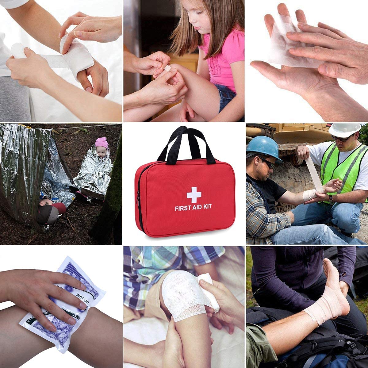 Trousse de Premier Secours 230 Pieces, Boite de d'urgence de Survie Exterieu Variete Complete pour Lieu de Travail, Maison, Voiture, Camping, Voyages, Sports Mini Boite Medical Aide d'urgence