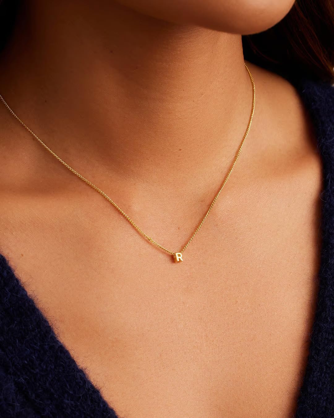 gorjana - Wilder Mini Alphabet Necklace - 18k Gold-Plated or Silver-Plated Brass - Personalized Initial Charm - Secure Closure, Adjustable Length - Timeless Elegance