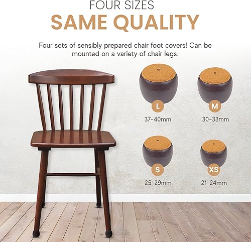 Miniatura 6 de Protectores de suelo para patas de silla (juego de 16 unidades), tapas elásticas de goma con fieltro de alta densidad para una fácil protección del