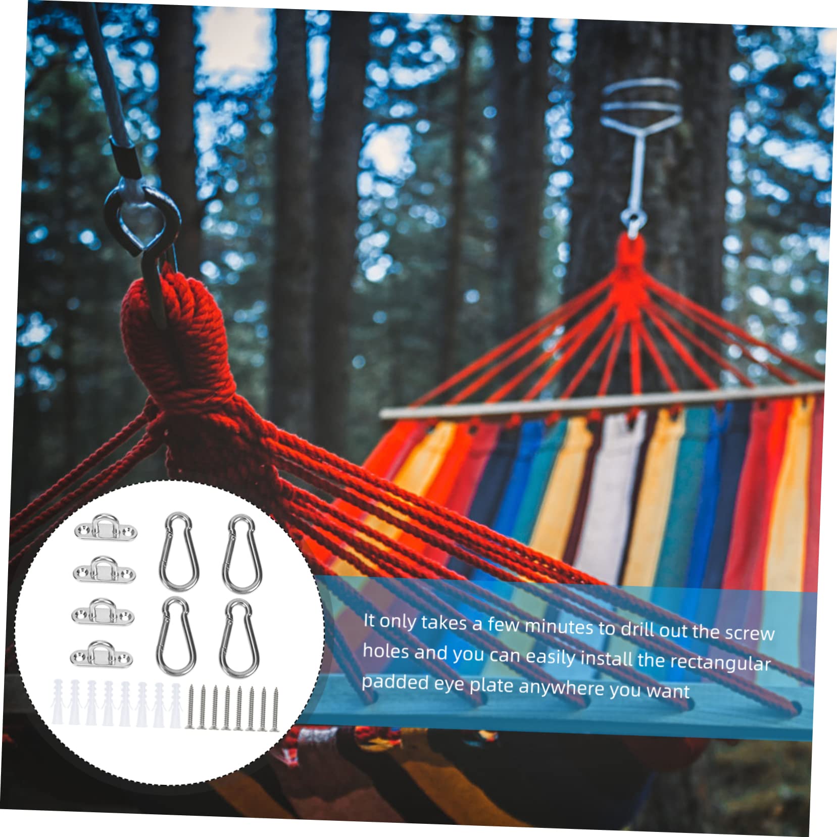 Happyyami 3juegos Hebillas Inoxidable para Colgar Hamacas y Toldos Accesorios De Montaje para Camping y Actividades