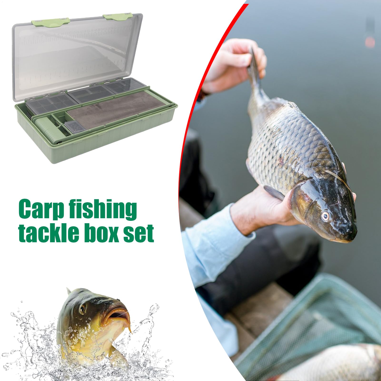 Cassetta Attrezzatura da Pesca 9 Pezzi Grande Capacità Coperchio | Organizzatore per Scatola da Pesca Per Appassionati, Principianti, , Uomini, Donne,