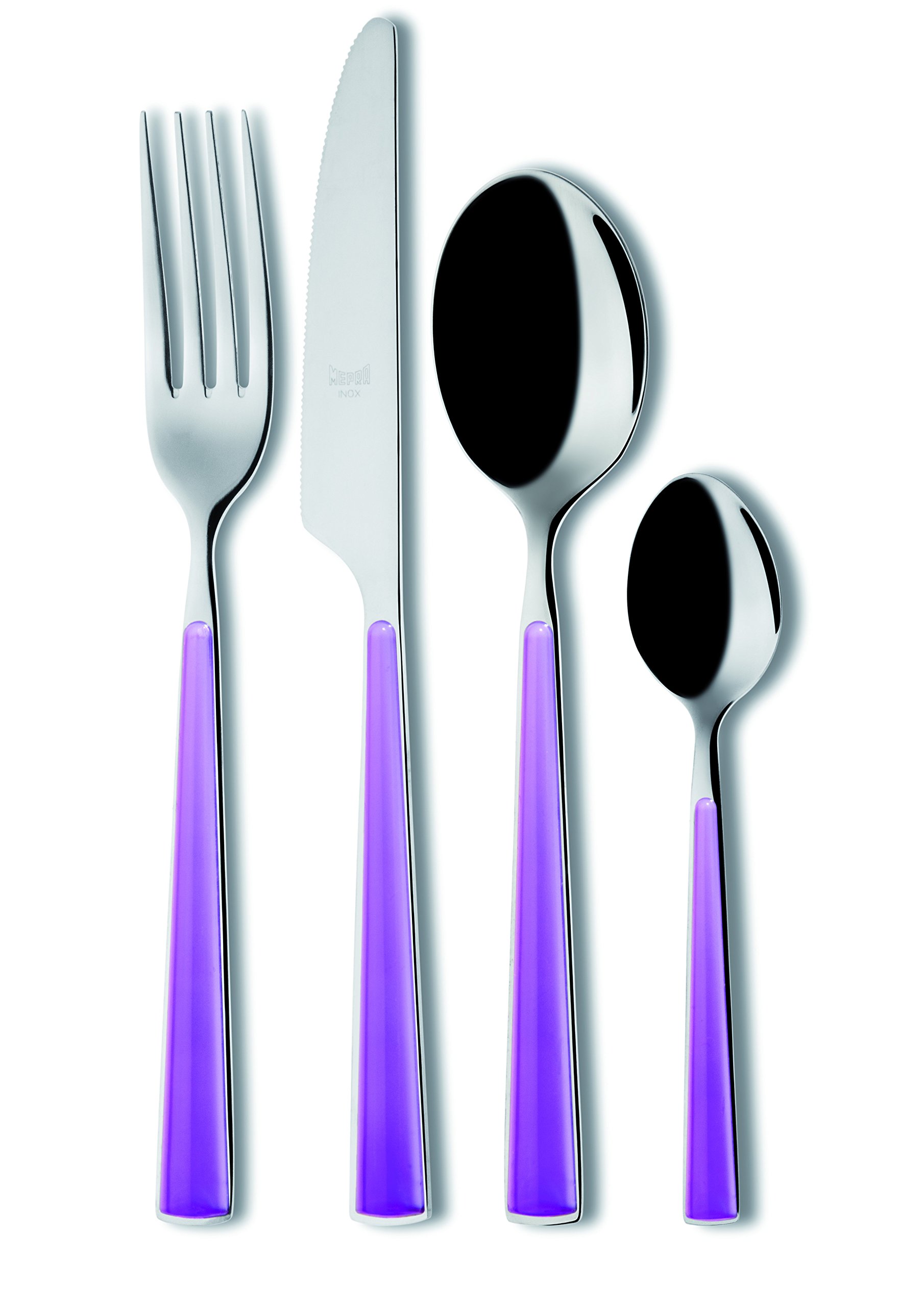 Mepra Primavera Cutlery Set – [24 Piece Set], Lilac, Mirror Finish, Dishwasher Safe Cutlery for Fine Dining