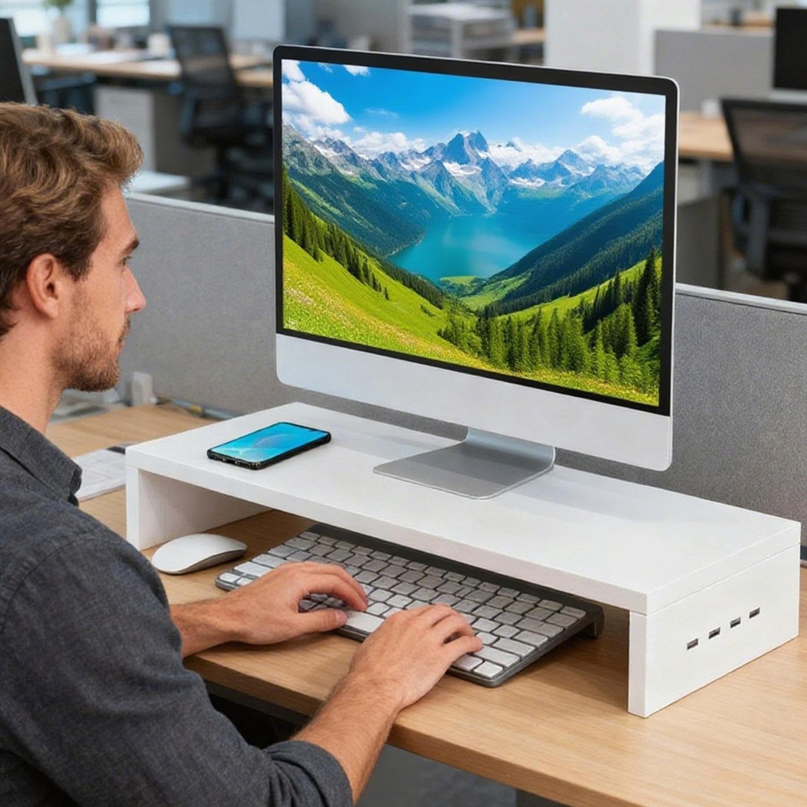 Podnośnik stojaka na monitor, podnosi urządzenia, 50 x 20 x 7,7 cm | organizer na biurko, na półkę na laptopa, wielofunkcyjna platfo-rm, idealna do domu lub na fice