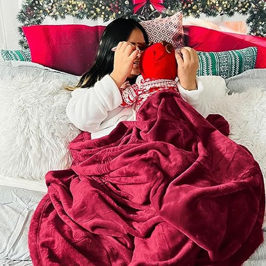 Image of Cotton Bolls Textiles Cozy Plush AC Blanket for Single Bed, Lightweight All Season Blanket, Ultra Soft Blanket for AC Room, Mild Winter, Can Be Used as Bedsheet in Winter, 60x90 Inches, Maroon