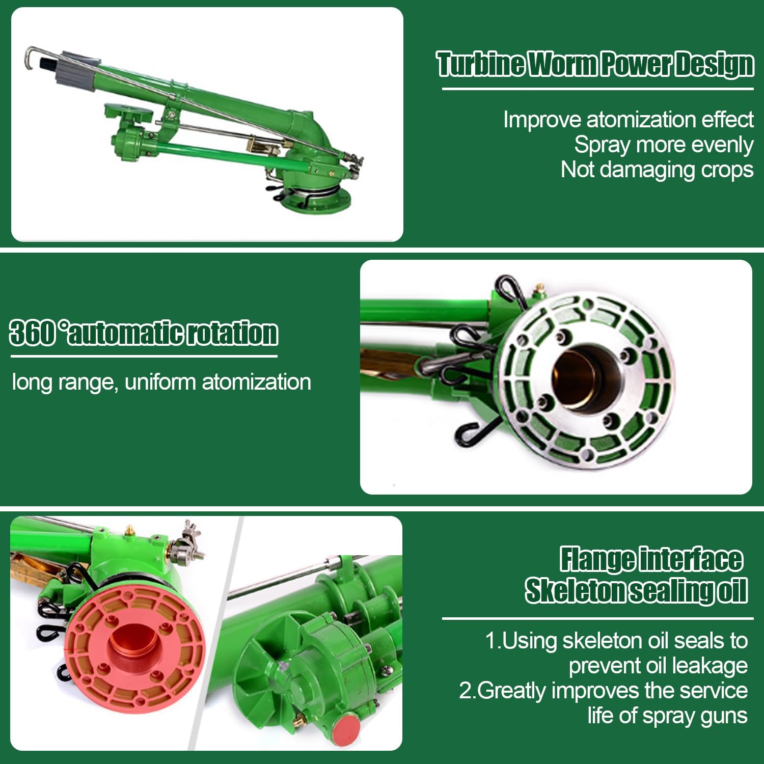 Farm Irrigation Sprinkler,2" Farm Sprinklers Spray Adjustable Large-Area Watering Spray with 4 Replacement Nozzle,Irrigation Watering Sprinkler for Farms Orchards Tea Gardens Forestry Lawn