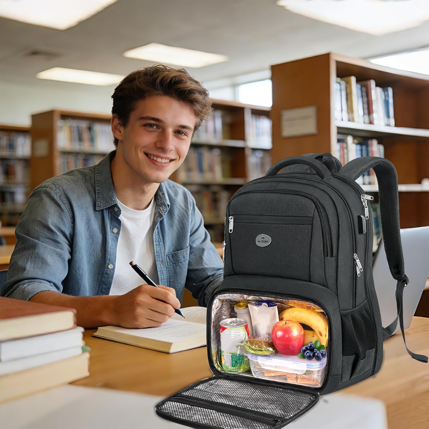 MATEIN 18 Inch Backpack for Men, Extra Large Work Backpack with Lunch Compartment, Water Resistant Insulated Cooler Computer Bag with USB Port, Sturdy Padded Carry On Laptop Daypack for College Travel - Image 9