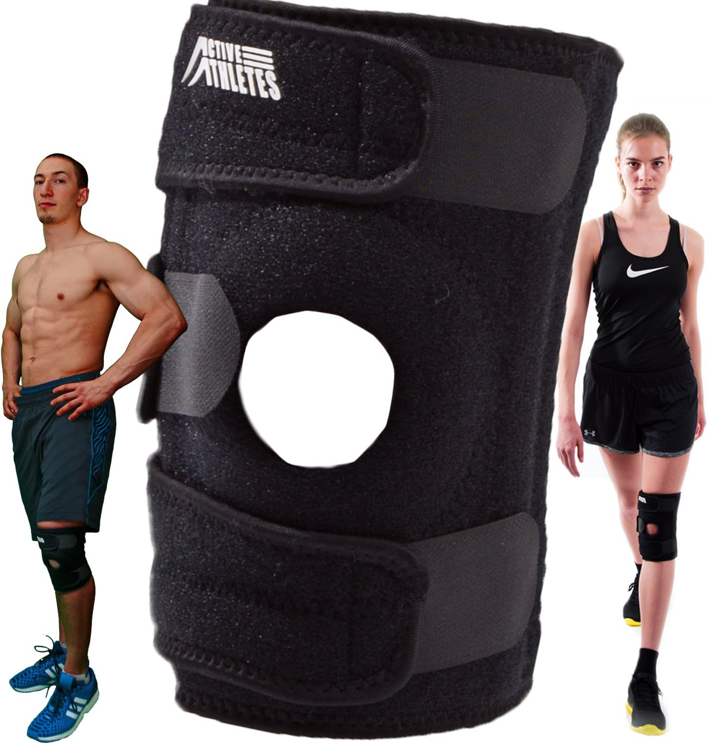 Active Knee Brace Support for Running, ACL Tear or Arthritis, One Size - Black
