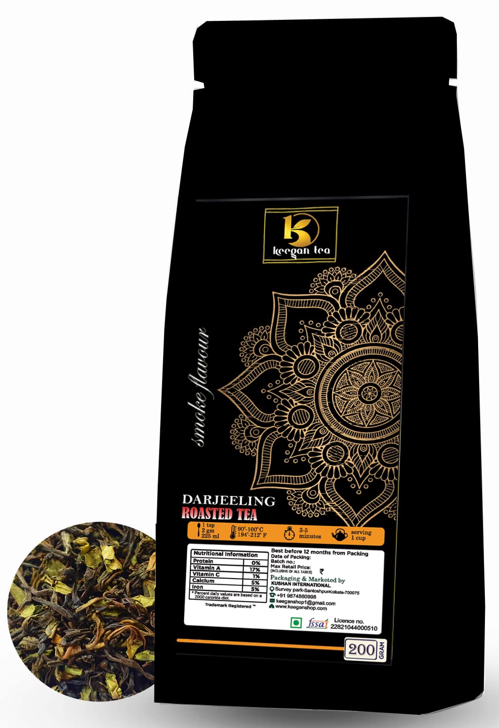 KEEGAN TEA Pure Roasted Darjeeling Black Long Leaf Tea 200gm Pouch | Authentic Darjeeling Roasted Tea | 100 Cups (B09BLXZ34Y) Amazon Price History, Amazon Price Tracker