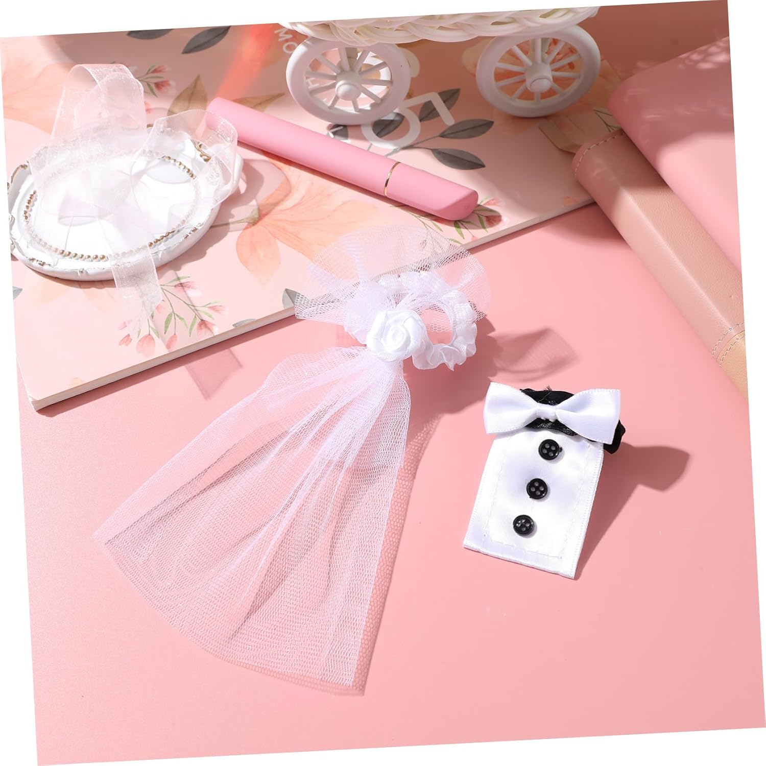 KICHOUSE Wine Set Decor 4pcs Wine Bottle Covers Dress Suit Romantic Bottle Adornments