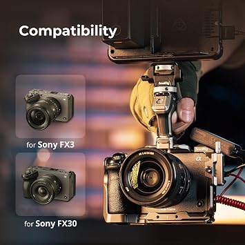 SmallRig FX3 / FX30 HawkLock Quick Release Camera Cage Kit for Sony | with Cable Clamp, Bulit-in QR Cold Shoe NATO Rail/QR Plate for Arca, Modular Design Compatible with Original XLR Handle